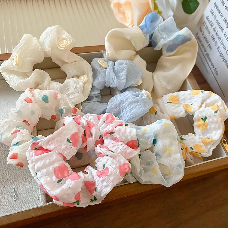 Dopamine cream sweet large intestine hair band women's fashion simple head flower versatile headgear hair accessories high sense