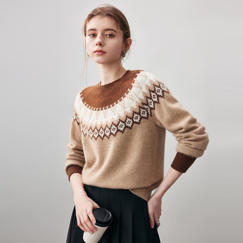 Kemengboka Women's Thickened Fair Isle Cashmere Sweater