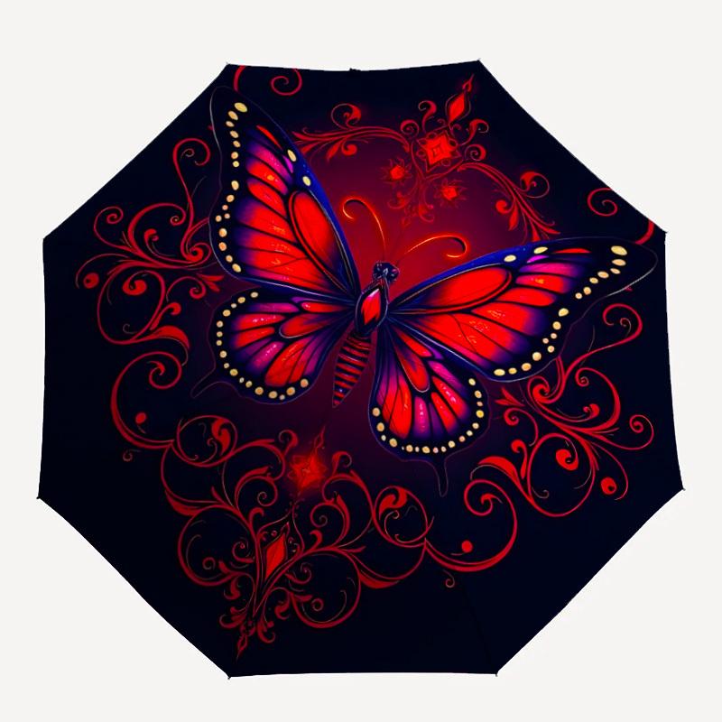 

1pc Butterfly Ornament Automatic Open/Close Umbrella, Compact Travel Umbrella, 8-Rib Sturdy Frame - Ideal Gift for Friends yy251118064