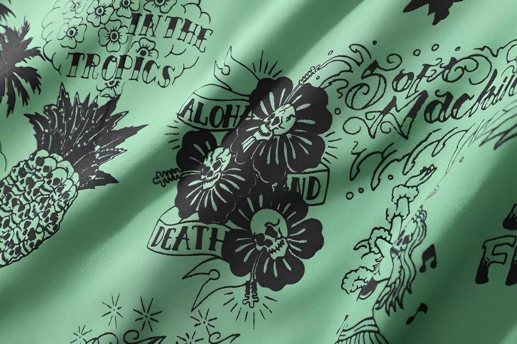 Krátký rukáv Aloha Celoplošný vzor Zapínání na knoflíky Módní potisk Velký bratr Ležérní volný střih Otevřený Mírně drsný