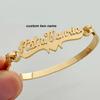 Individuelle Manschettenarmbänder mit zwei Namen, Edelstahl, 18 Karat Gold-Plattiert, Wasserdichtes Armband, Sommer, Punk, Romantisch, Personalisierte Geschenkidee