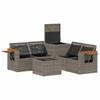Sofa Set 6 Pieces Gray and Navy Blue Poly Rattan and Steel