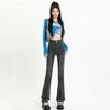 Versatile 2025 autumn and winter new high-waisted micro-flared jeans women's thin elastic American high-street horseshoe pants