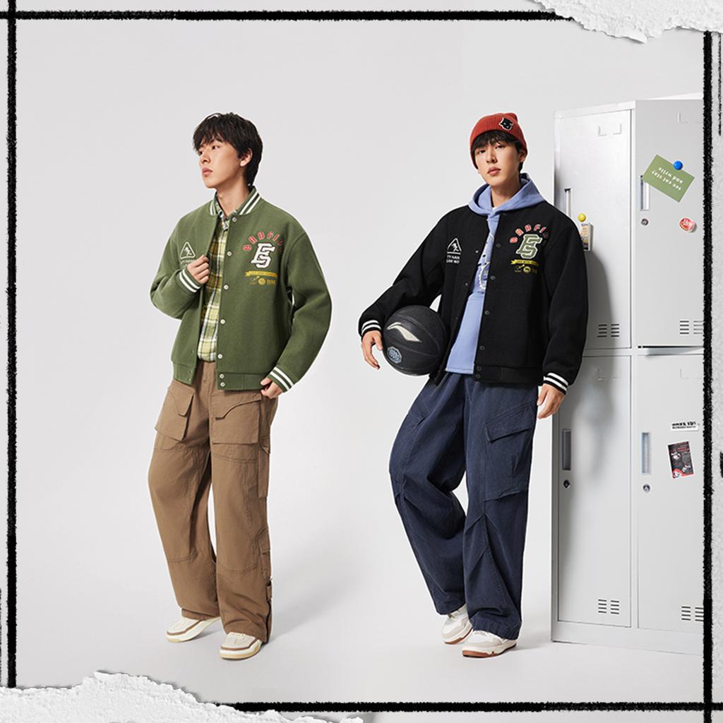 Li Ning Bad5 3D Loose Fit Baseball Collar Embroidered Jacket Men Jacket AFDVB13-3