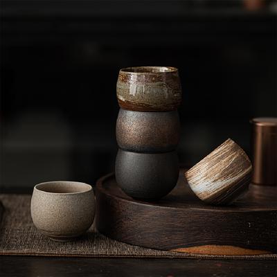 80ml Tazza da tè in gres fatto a mano in stile giapponese Set da tè Kung Fu Tazza da tè Piccola Tazza singola Stile antico Tazza da strada silenziosa Ciotola Tazza da tè