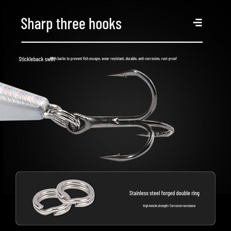 White Minnow Long Cast Lure with Suspension Beads for Night Freshwater Fishing