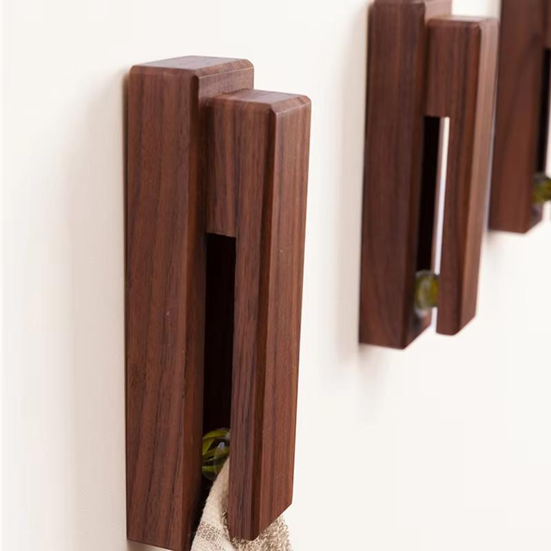 No-punch Nordic Wooden Towel Holders Firmly Strong Adhesive Wall Mounted Towel Hook Bathroom Kitchen Storage Badkamer Organizer