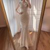 Pink high-end light luxury niche beads celebrity elegant temperament annual meeting host evening dress LA11191
