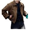 Men's Vintage Suede Velvet Bomber Jacket - Retro Cropped Casual Outerwear