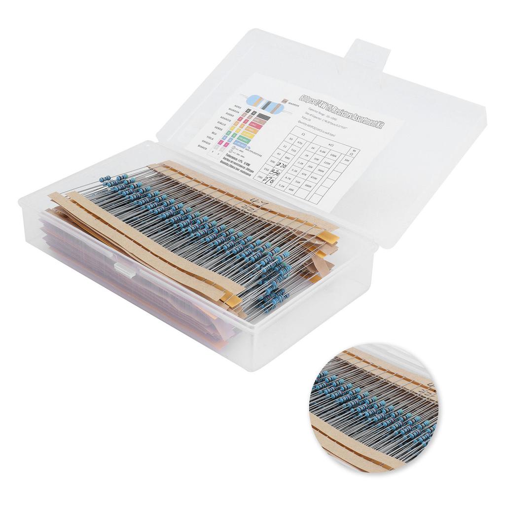 600Pcs Resistor Assortment Kit 30 Values 1percent Metal Film Resistance Components 1 4W 10 Ohm 1M Ohm