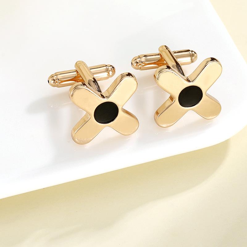 Premium Goldfarben Modestil Herrenmanschettenknöpfe Schickes Design Legierung Manschettenknöpfe Knöpfe Für Hochzeitsbankett Zeremonie Hemd Zirkon