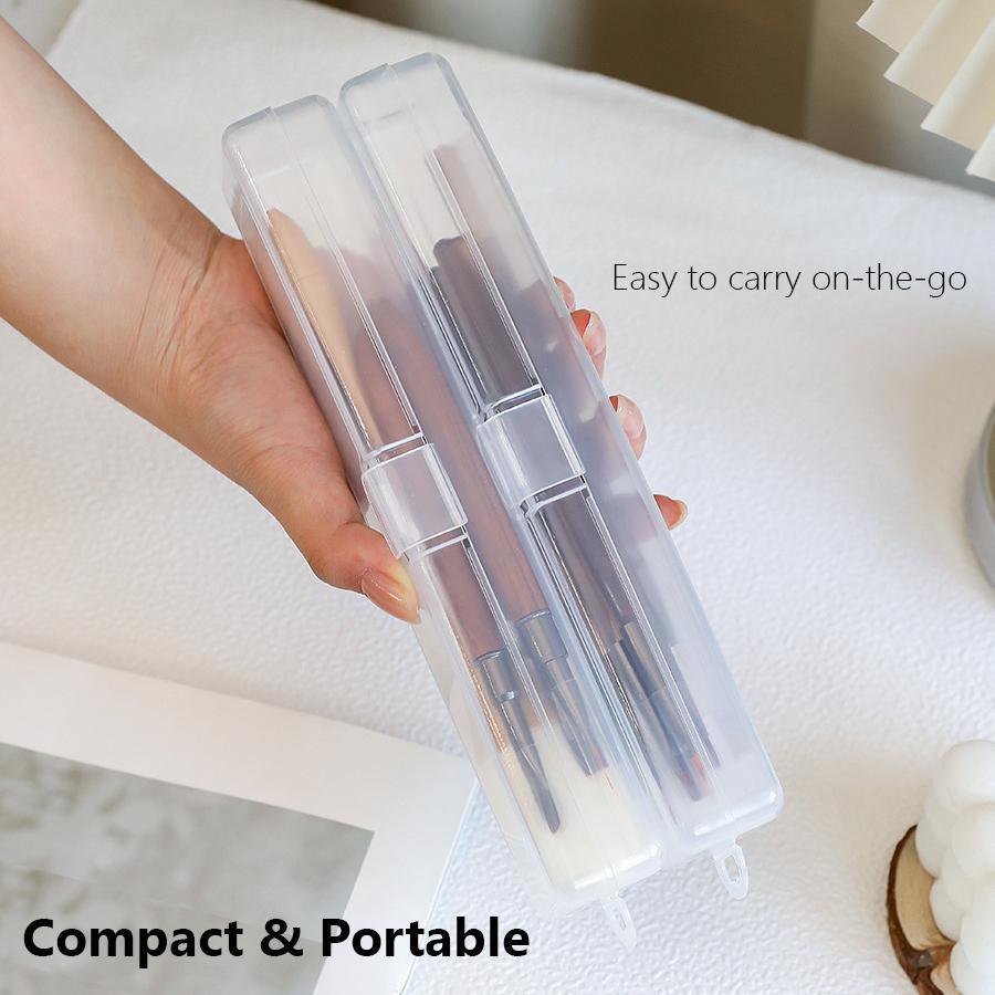 Portable Makeup Brush Holder Travel Case, Dustproof Organizer for Cosmetic Brushes, Nail Art Pens, Eyebrow Pencils Storage Box