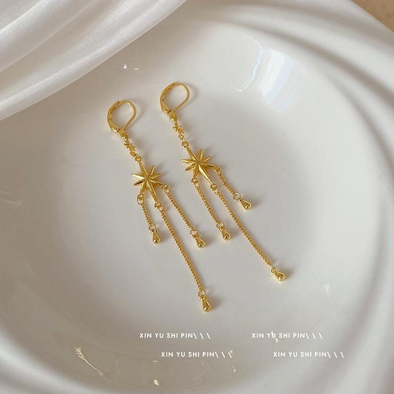 Geometric Star Drop Pendant Earrings For Women With Alloy Electroplating And Unique Style