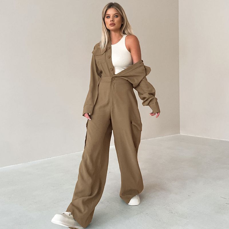 Fashion 2025 Spring Women s Jumpsuit Loose Fashion Work Clothes Pants Street Khaki L