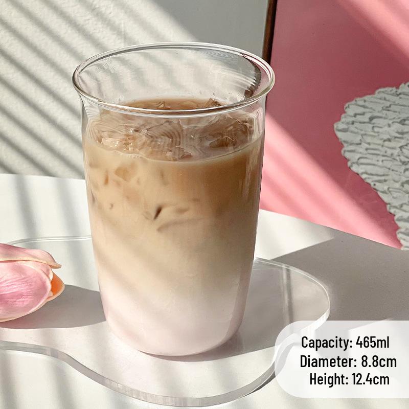 

High-Temperature Resistant Borosilicate Glass Cup for Water, Milk, Beverages, Juice, Iced Americano, or Latte.