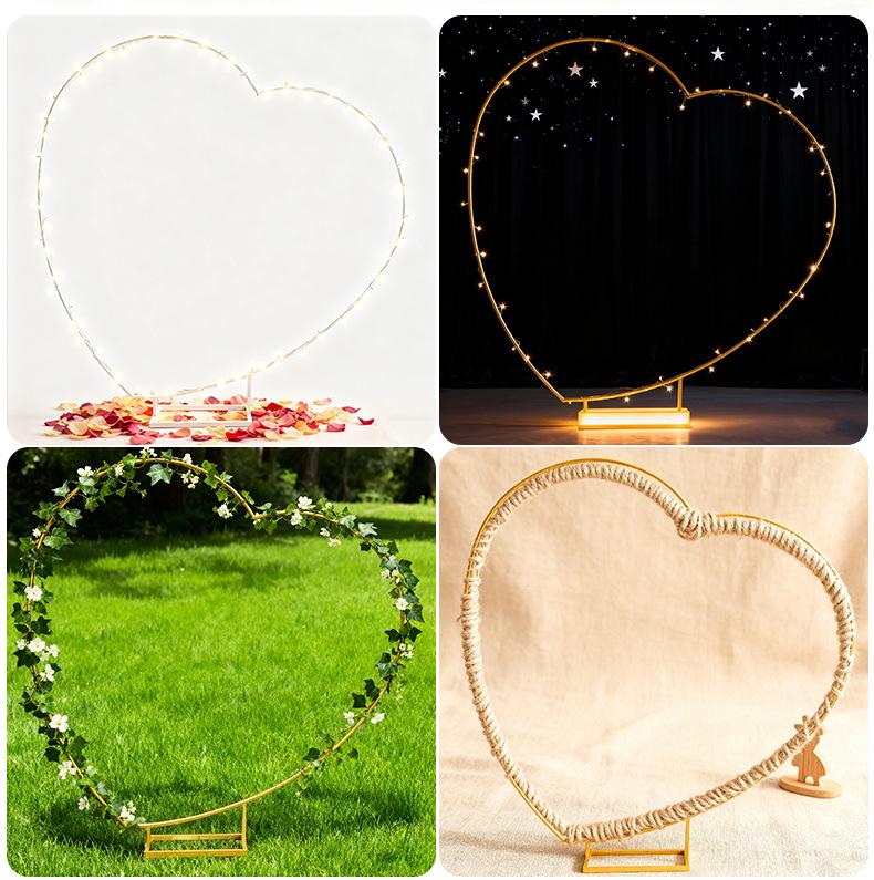 7.2FT Herzförmiger Hintergrundständer für Hochzeiten & Partys - Schmiedeeisen Ballonbogen