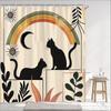 1Pc Nordic Art Cartoon Black Cat Print Shower Curtain Partition Privacy Hanging Bathroom Curtain With Hooks Decoration Curtain