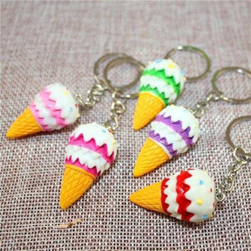 1 Pcs Random Creative Resin Simulation Food Ice Cream Ice Cream Keychain Pendant Gift