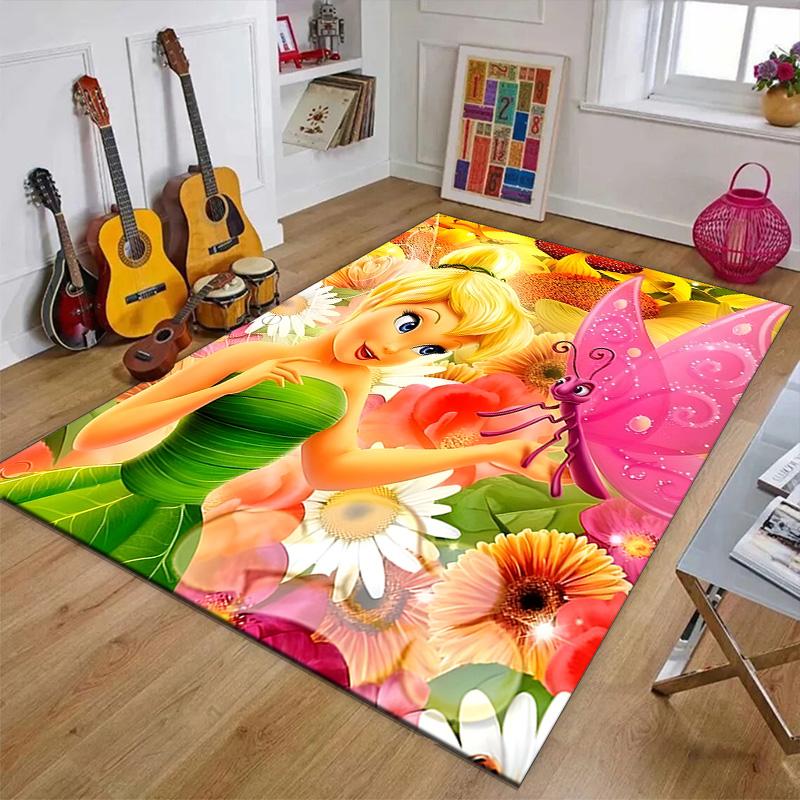1pc T-Tinkerbell Design Printed Area Rug Carpet for Bedroom Living Room Home Decor Rugs Mat Non Slip Mat Rug for Bedside