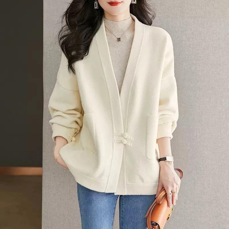 Spring and Autumn Women's Jacket New Fashion Medium-Length Sweater Cardigan Temperament