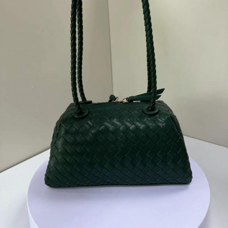 Woven PU Pillow Bag Women Small Structured Shoulder With Zip Crossbody Or Underarm Style