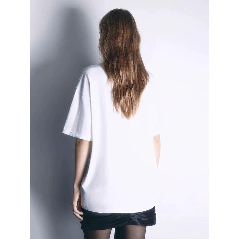 New Fashion Printed Crew Neck T-shirt Western Style Fashion Print Short Sleeve Cotton T-shirt