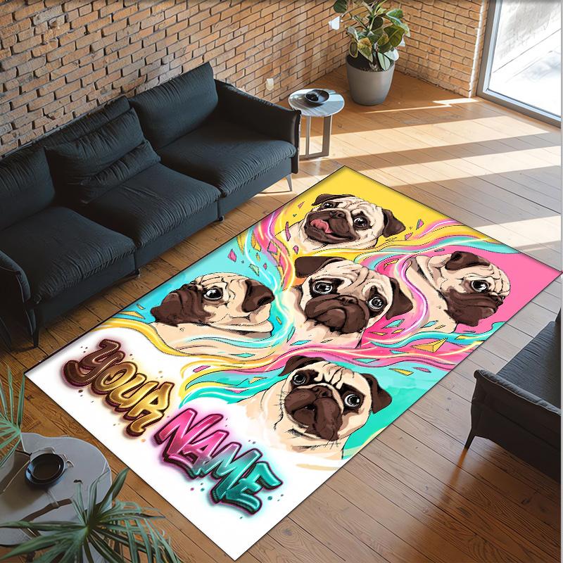 Decorative Artwork Theme Crystal Velvet Rug Personalized Custom Name Text Soft Floor Mat Home Decor