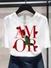 (Asian Size) style flower w 90s T shirt Print Women's Top O-neck Short Sleeve T-shirts Fashion Female Casual Clothing Graphic Tee