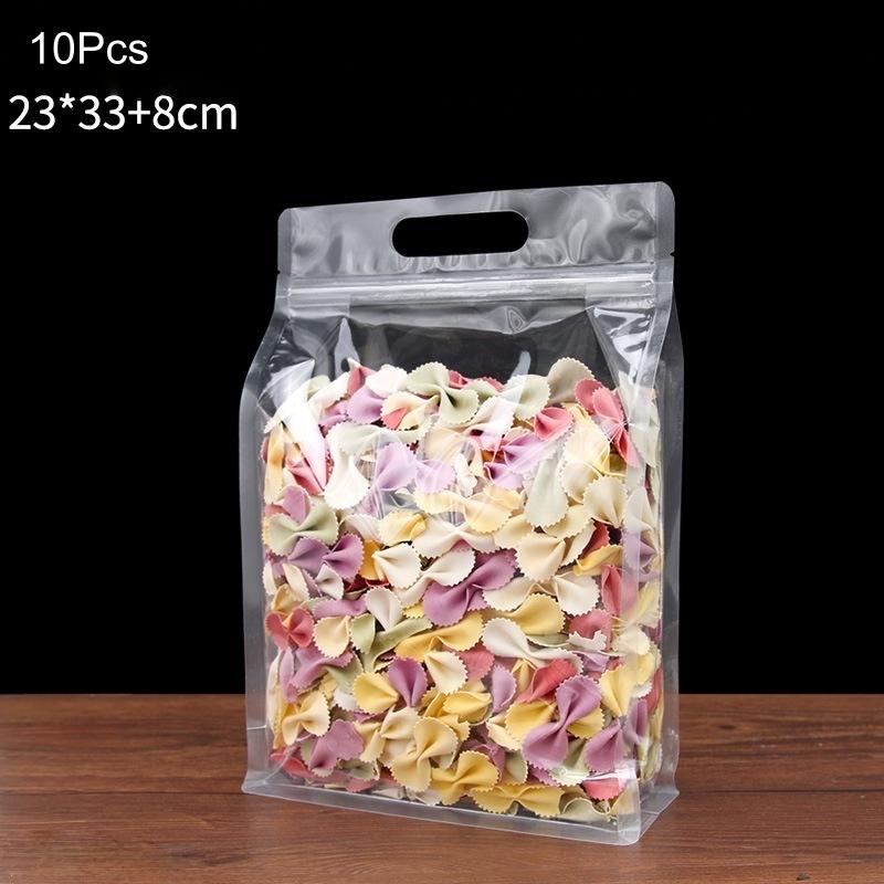 10Pcs Transparent Self Sealing Bag with Handle. Used for Storing Food. Portable Household and Commercial Food Packaging Bags