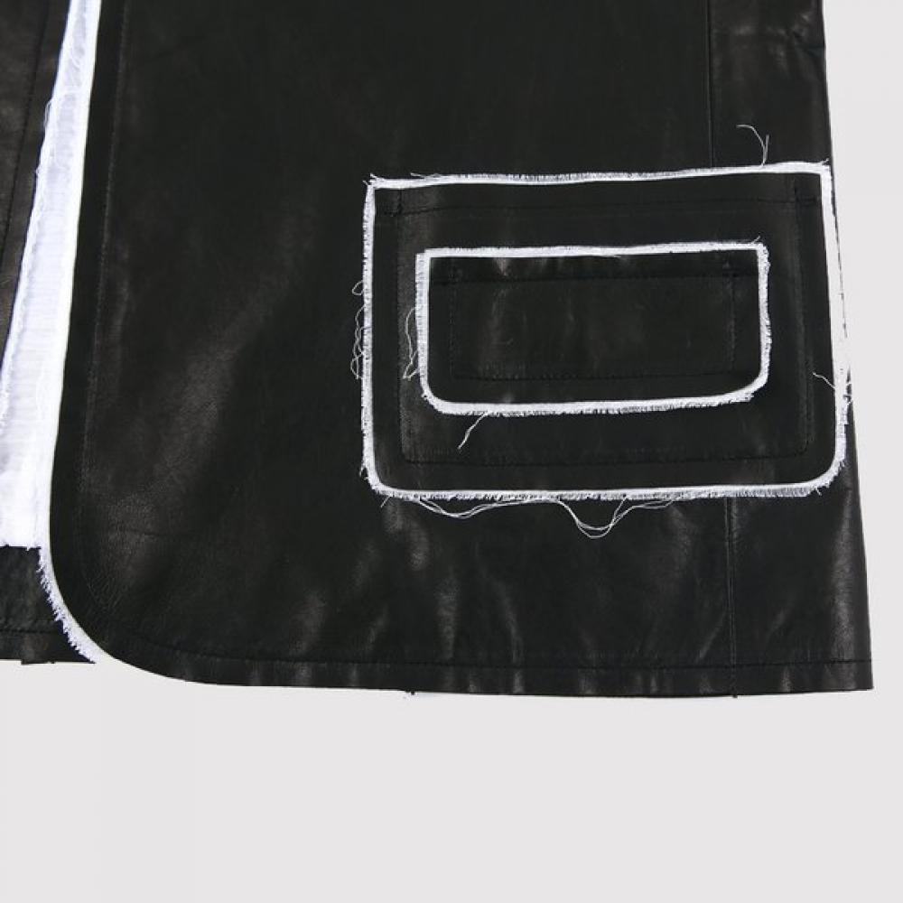 Cotton Trimming Vegetable Lamb Leather Jacket J12690os