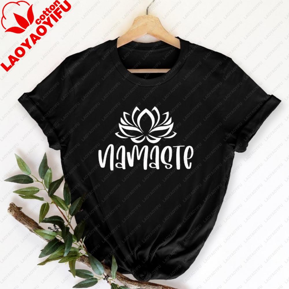 Namaste Yoga Shirt Lotus Flower Graphic Tee Aesthetic Clothes Y2k Top Aesthetic Unisex Clothes