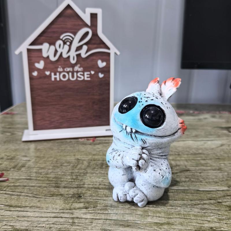 Alien Elf Statue Resin Cartoon Alien Elf Figurine Desktop Ornament Fantasy Creature Sculpture Home, Garden & Halloween Decor