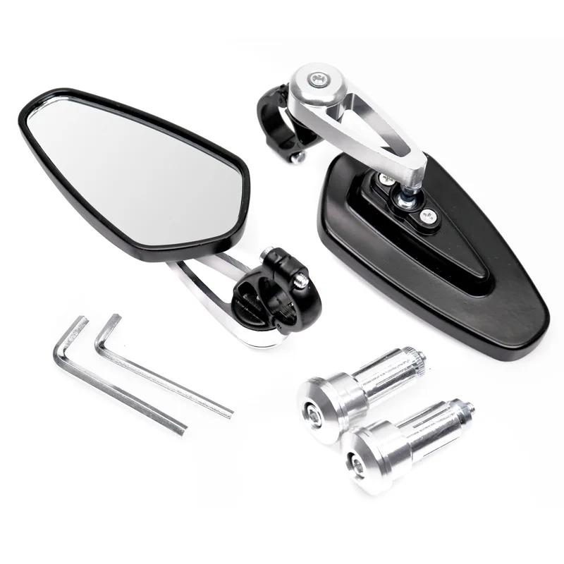 Universal 1 Pair 7/8" 22mm Motorcycle Aluminum Rear View Black Handle Bar End Side Rearview Mirrors Motorcycle Accessories