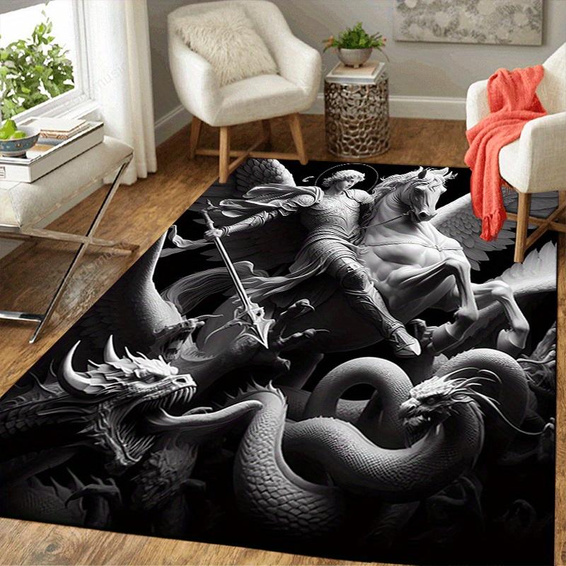 1pc Angel Knight Pattern Area Rug, Anti slip Non Shedding Stain Resistant Carpet