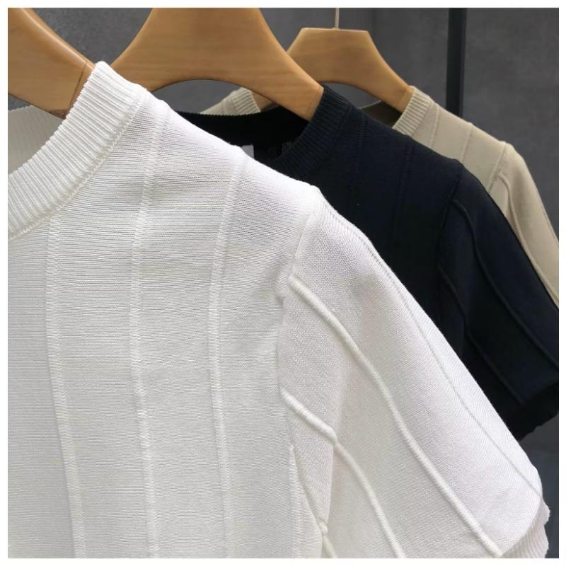 Men S Ice Silk Knit Short Sleeve T Shirt Casual Summer