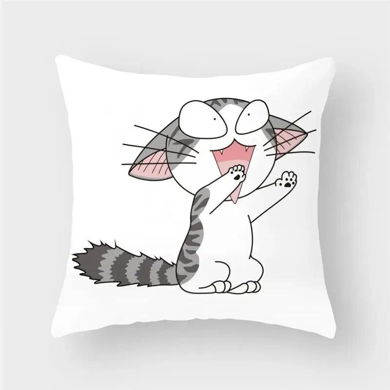 45x45cm Funny Cute Cat Cushion Cover Cartoon Pet Pillowcase for Living Room Sofa Bedroom Home Decoration Pillowcase