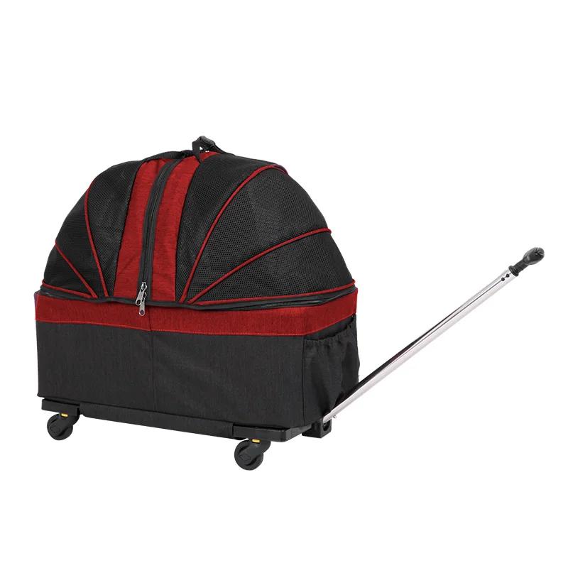 

Convenient Travel Pet Suitcase Folding Cat Carriers Mesh Basket Separate Folding Cart Cage Multi-Functional Transport Case красный