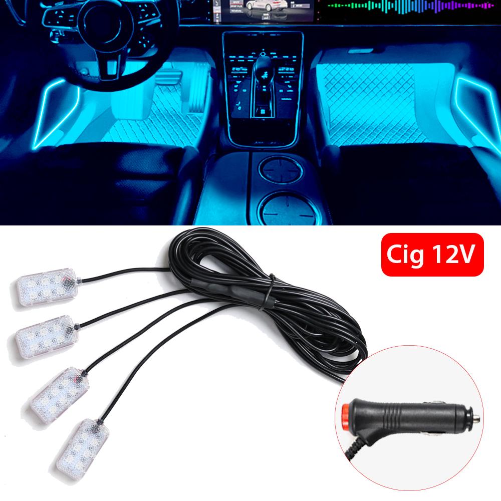 Car Neon Light Foot Light LED Interior Decoration Backlight Cigarette Lighter USB Atmosphere Lamp Auto Decorative Accessories