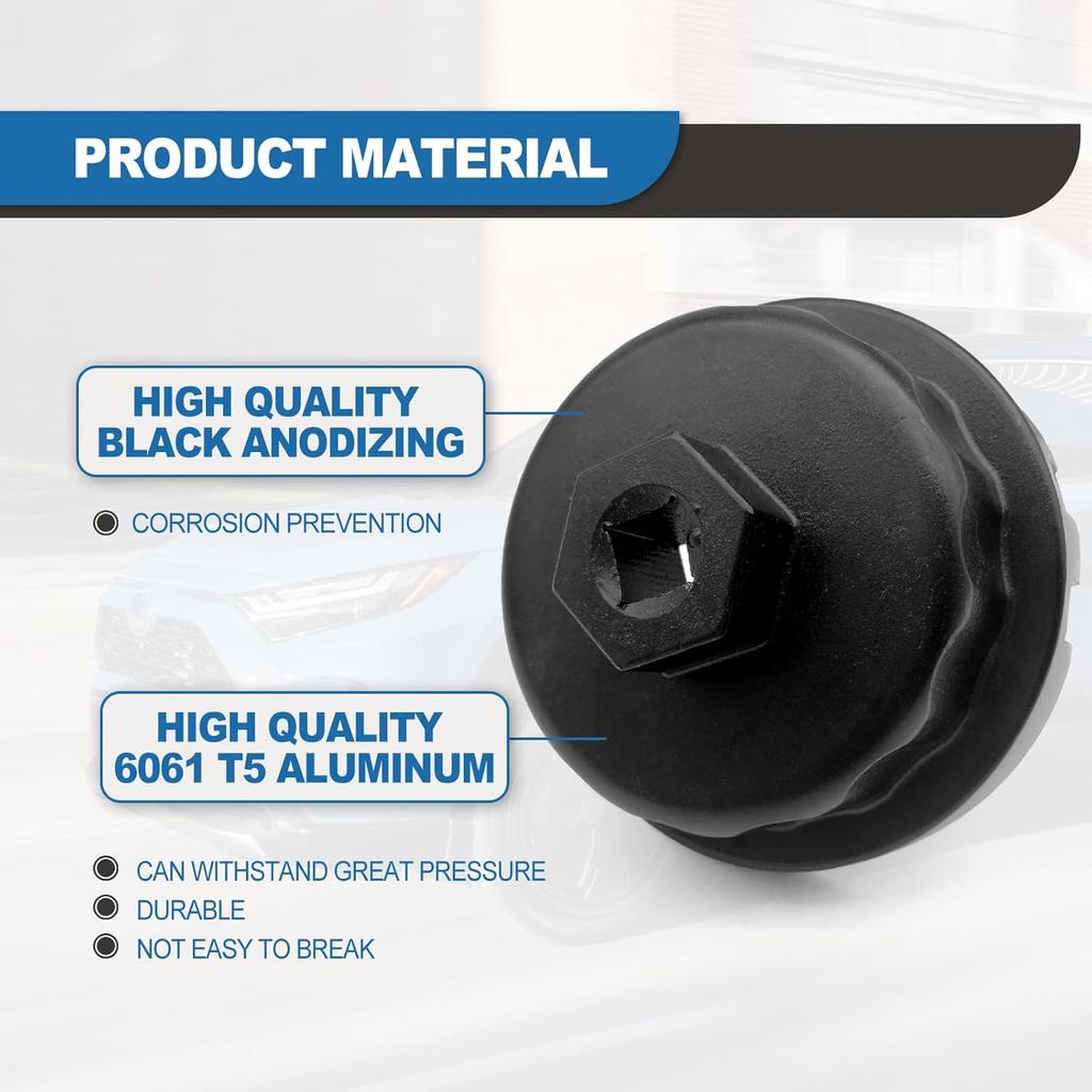 Oil Filter Cap Removal Tool Compatible With Toyota, Lexus, RAV4,Camry, Tundra, Highlander, Sienna-Heavy Duty Cup Oil Filter Cap Removal Socket For
