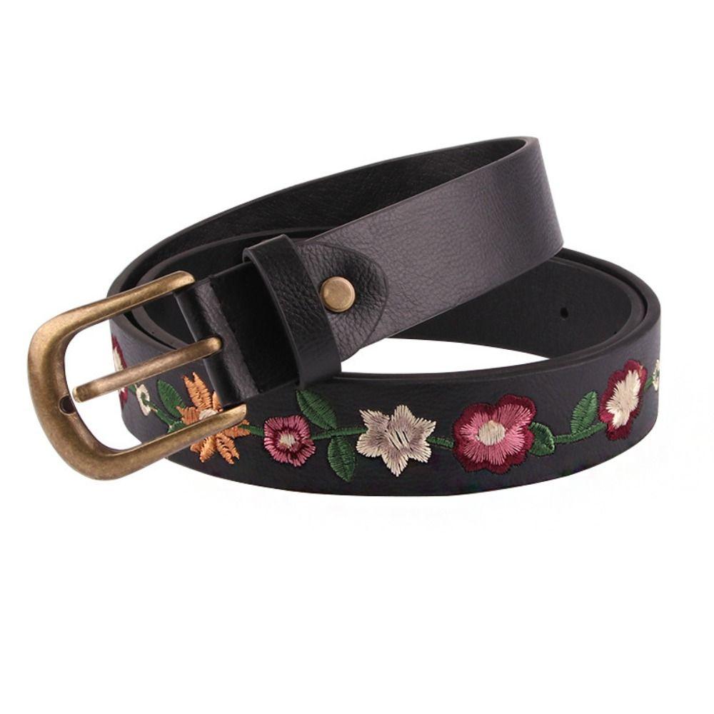 Fashion Embroidery Flower Belt Casual Embroidered Floral Belt  Waist Accessories