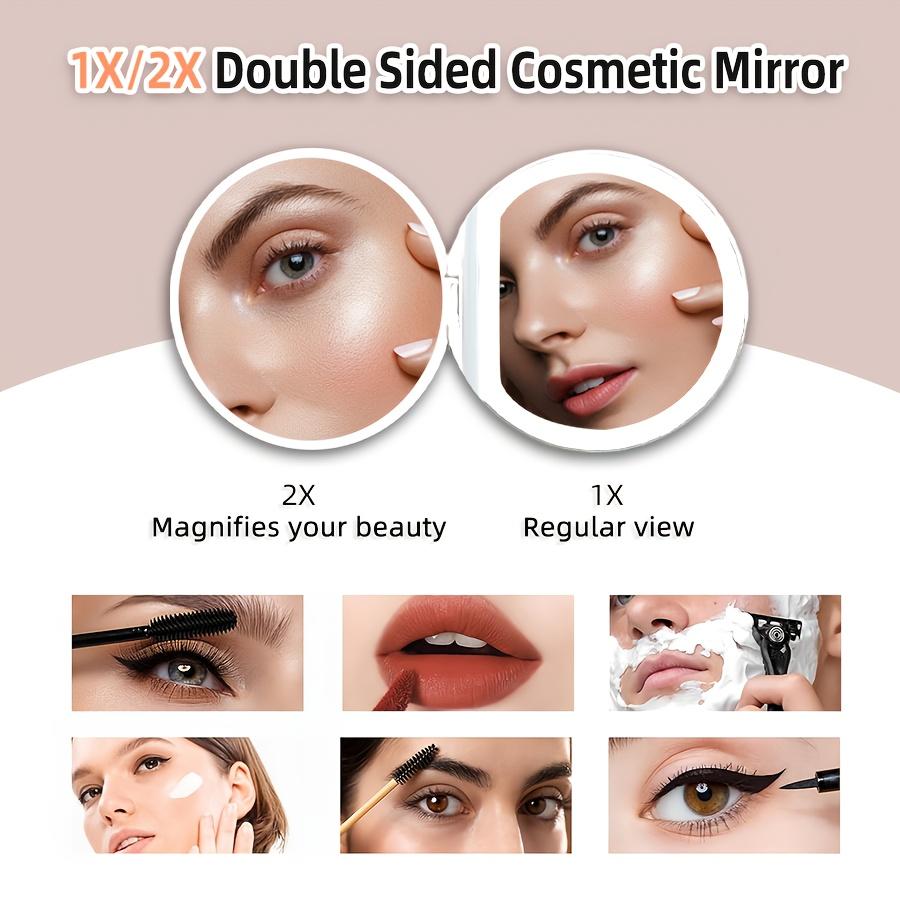 LED Cosmetic Mirror with Light, Portable Mini Pocket Size, USB Rechargeable, Touch Control Light Supplement