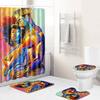 African American Women'S Bathroom Four-Piece Combination Set Household Door Mat Absorbent Non-Slip Floor Mat Carpet