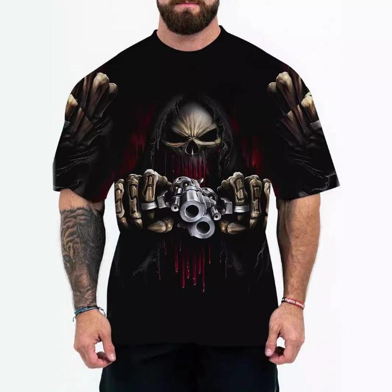 Summer Round Neck 3D Animal Patterns Print Top Fashionable Casual Short Sleeved Men's T-shirts