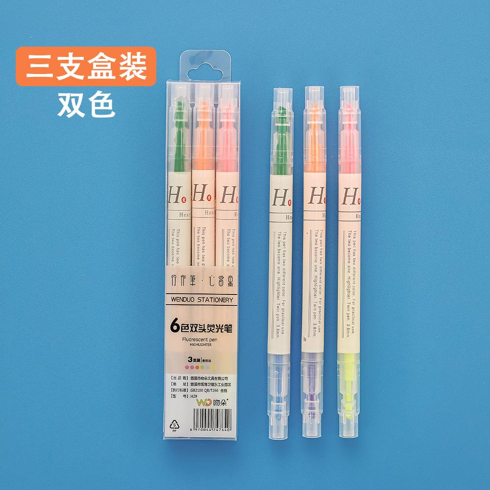 Fournitures de bureau et scolaires Stylo Marqueur Créatif Double Tête Deux Couleurs Lot de 6 Stylo Marqueurs de Phrases pour Étudiants Kawaii Papeterie
