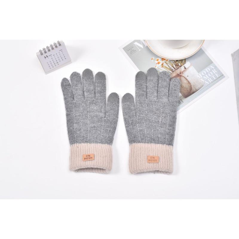 Winter thermal gloves knitted thermal wool jacquard leather standard imitation cashmere gloves jacquard game gloves