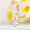 Titaanstaal Ketting Klavertje Vier Ketting Net Rood Sleutelbeen Ketting Cadeau Gelukskruid Dubbelzijdige Hanger Kristal Sieraden Dames Ketting