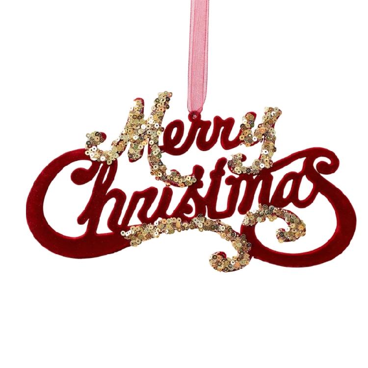 Sequins Velvety Deer/Butterfly/Snowflake/Wreath Hanging Ornament For Mantels Staircase Window Christmas Tree Decoration