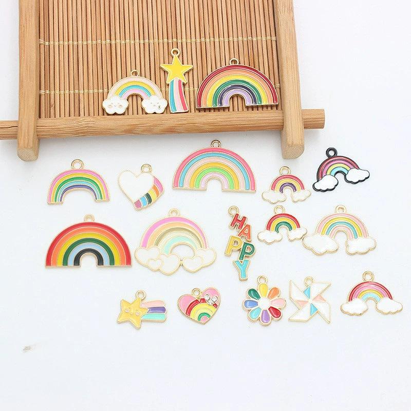 CARLIDANA Colorful Heart Shaped Gold Plated Stainless Steel Pendant Designs Rainbow Star Trendy Cloud Charms for DIY Jewelry