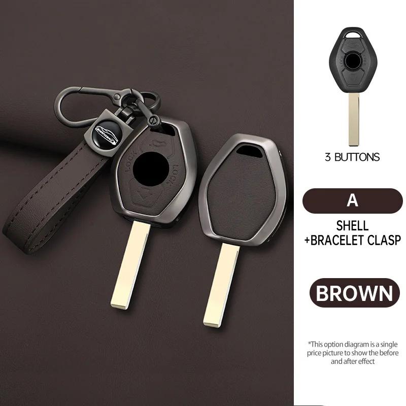 Interior Mouldings Car Zinc Alloy Leather Key Case Cover For BMW 3 5 7 Series X5 E53 X3 F83 E46 E39 E38 E60 E63 E61 E64 330i Z3