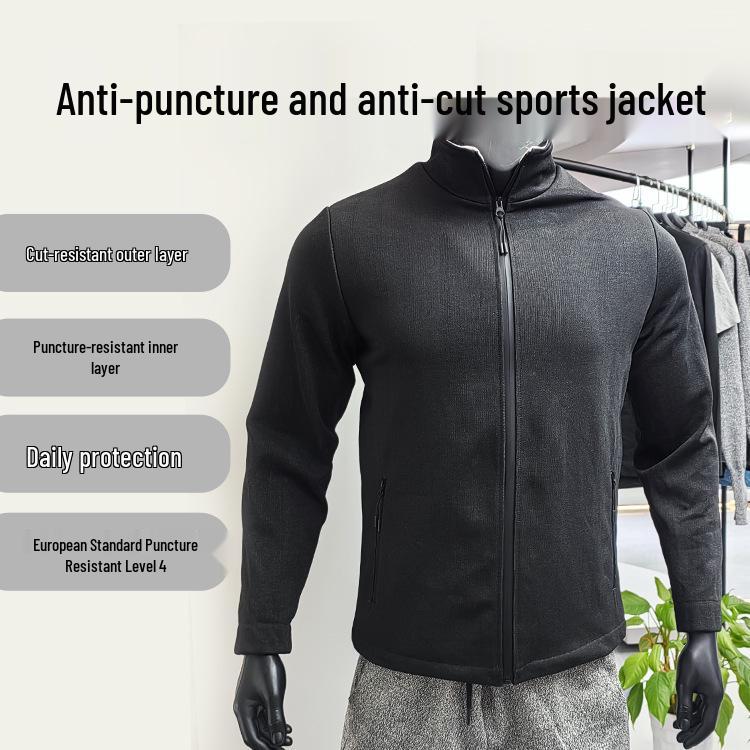 Euro-Standard Anti-Stab & Cut Resistant Jacket for Daily Security and Outdoor Use 3XL; Outer Black, Inner White